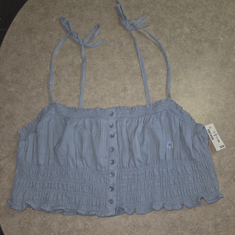 Aeropostale Light Blue Buttoned Crop Top